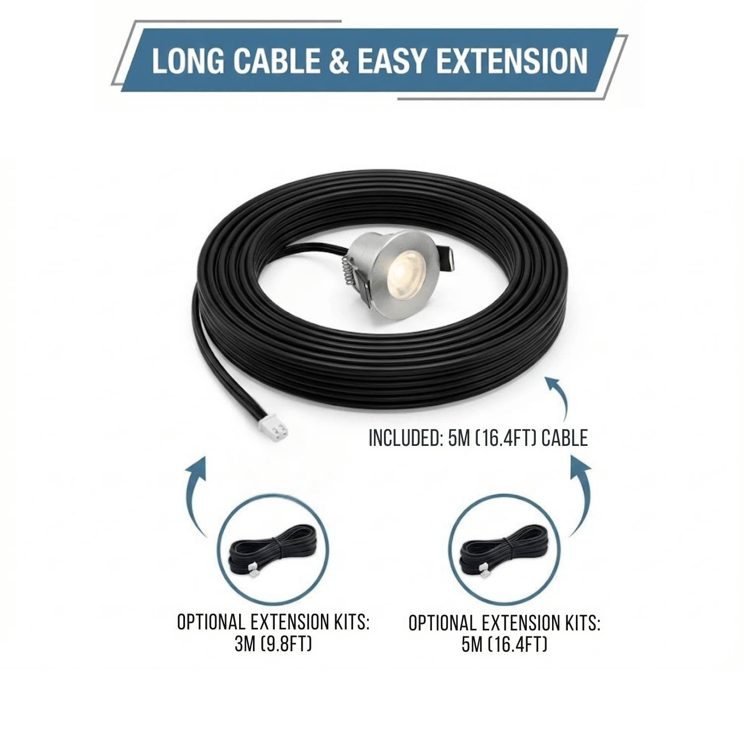 Begaman PRO Mini | Mini Silver Recessed 3W Dimmable Spot Kit Serie Compatible Extension Cable