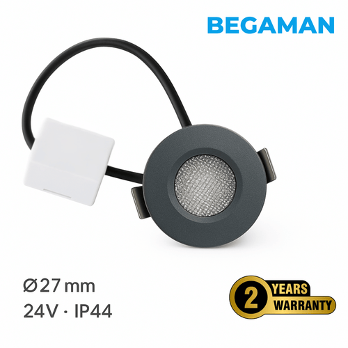 Begaman ONE Porch | Grey Recessed 1W Spot Kit | LED + 20cm Cable + Driver, 2700K Warm White