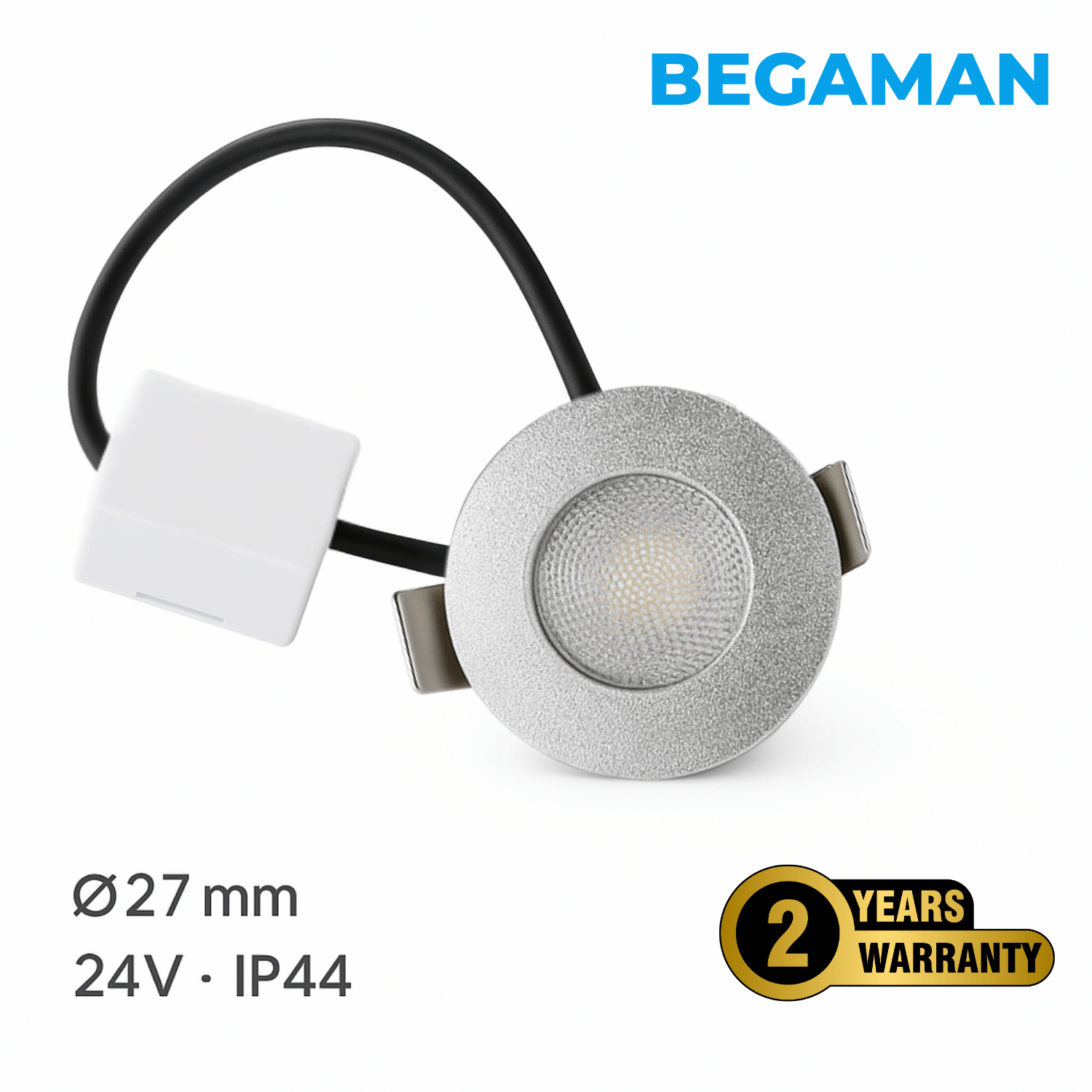 Begaman ONE Porch | Silver Recessed 1W Spot Kit | LED + 20cm Cable + Driver, 2700K Warm White