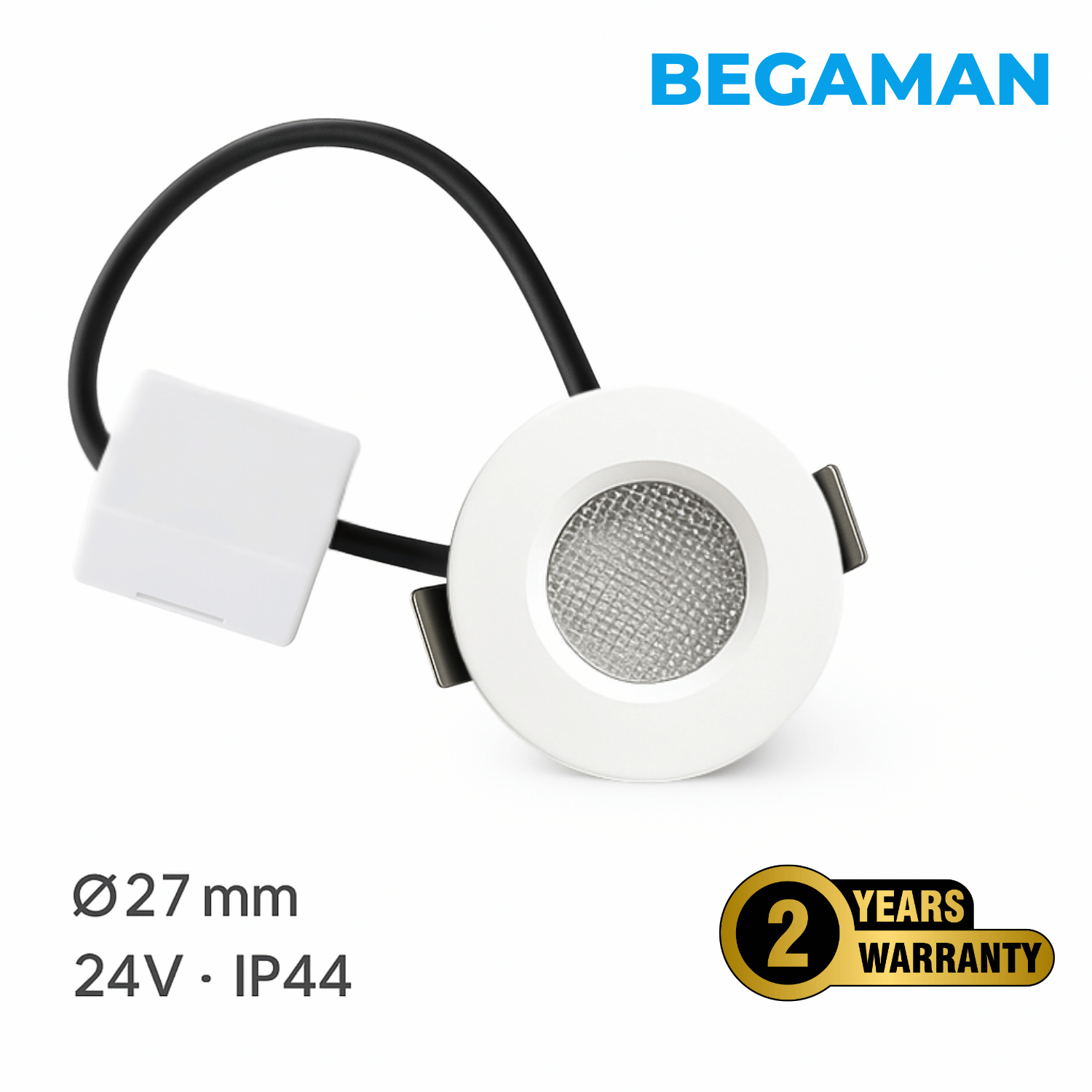 Begaman ONE Porch | White Recessed 1W Spot Kit | LED + 20cm Cable + Driver, 2700K Warm White