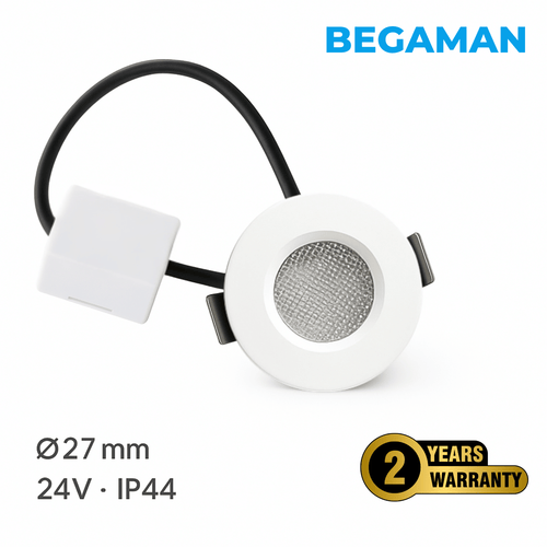 Begaman ONE Porch | White Recessed 1W Spot Kit | LED + 20cm Cable + Driver, 2700K Warm White