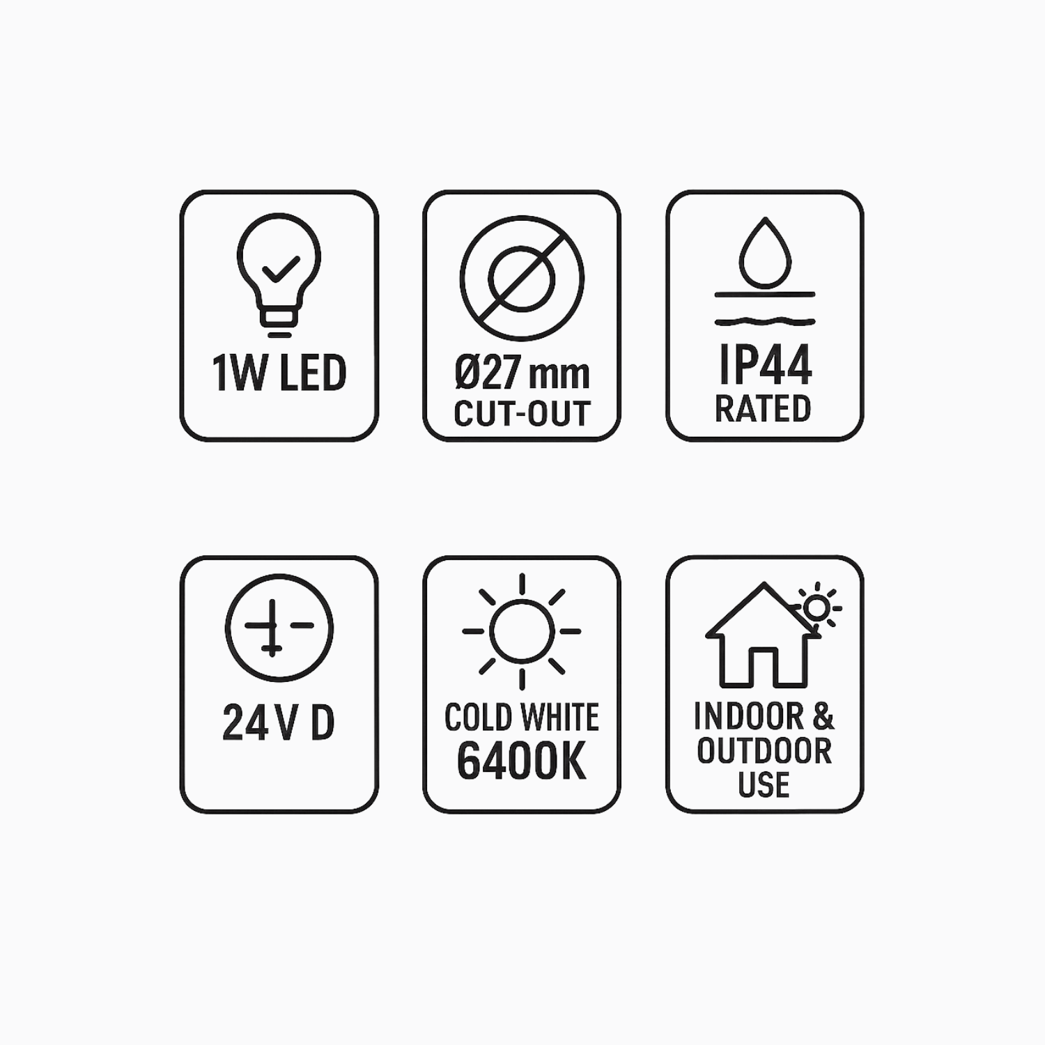 Begaman ONE Porch | Grey Recessed 1W Spot Kit | LED + 20cm Cable + Driver, 2700K Warm White