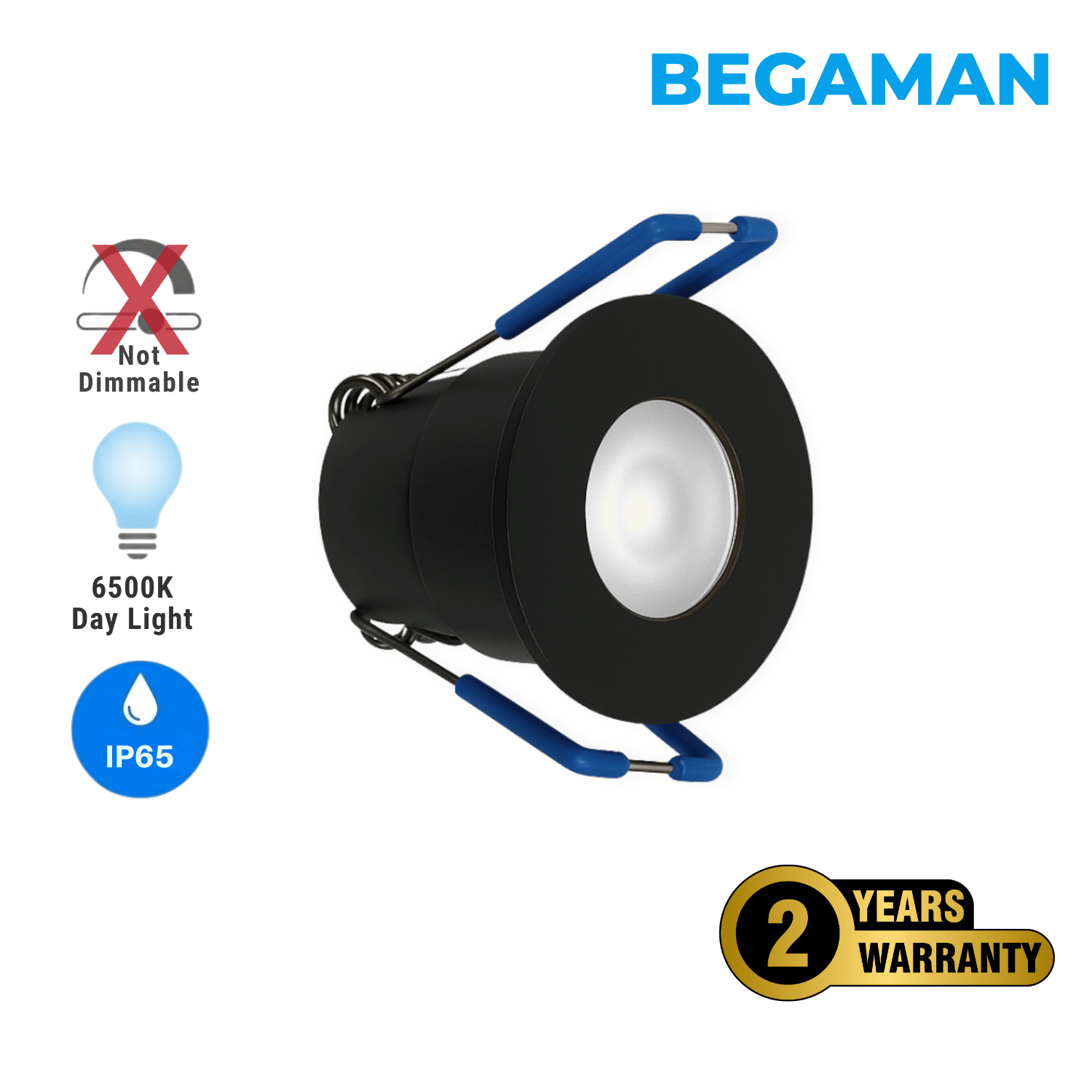 Begaman PRO Core | Black Recessed 3W Spot Kit | LED + 5m Cable, 6500K Daylight