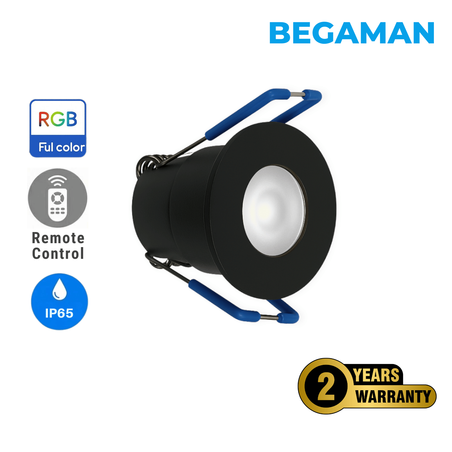 Begaman SMART Colour | Black Recessed 3W Spot Kit | LED + 5m Cable, RGB Full Colour