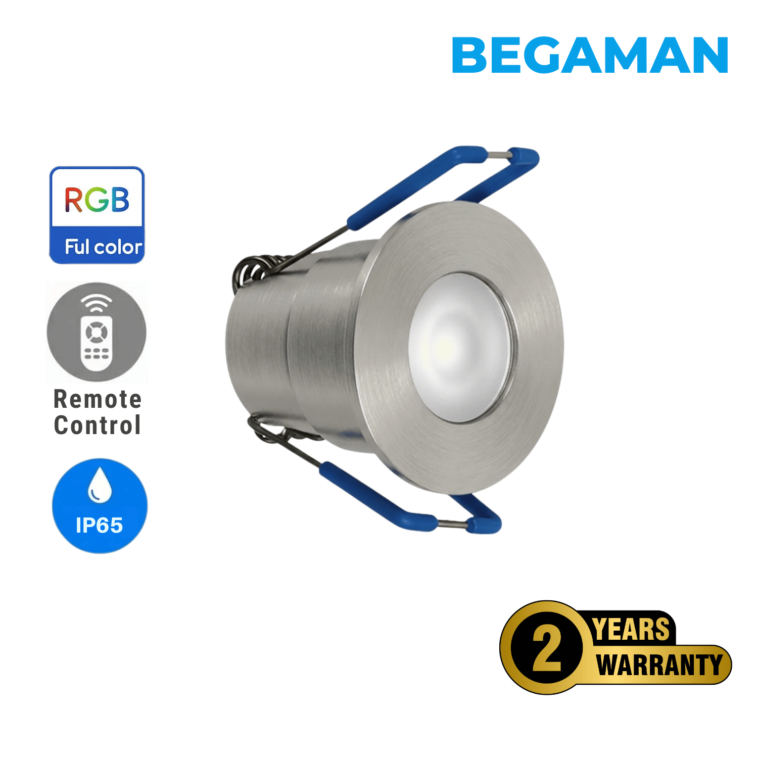 Begaman SMART Colour | Silver Recessed 3W Spot Kit | LED + 5m Cable, RGB Full Colour