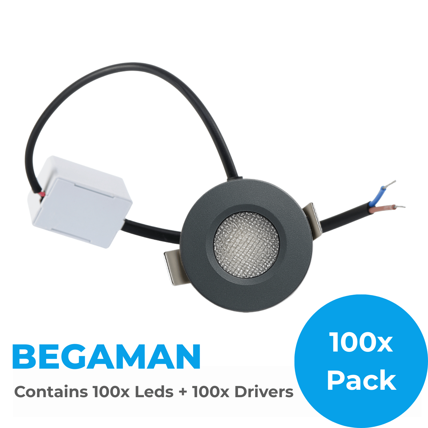 Begaman ONE Porch | Grey Recessed 1W Spot Kit | LED + 20cm Cable + Driver, 2700K Warm White
