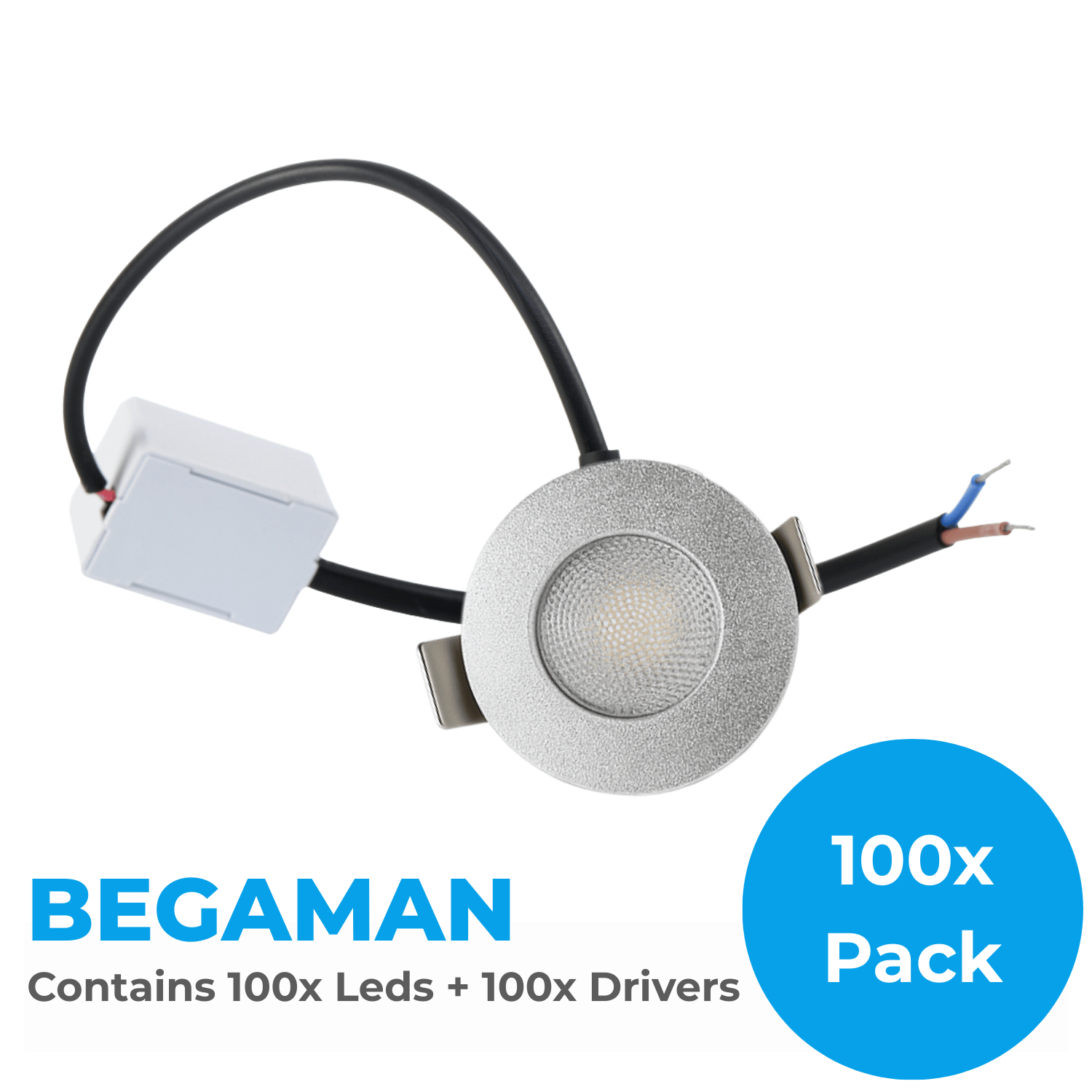 Begaman ONE Porch | Silver Recessed 1W Spot Kit | LED + 20cm Cable + Driver, 2700K Warm White