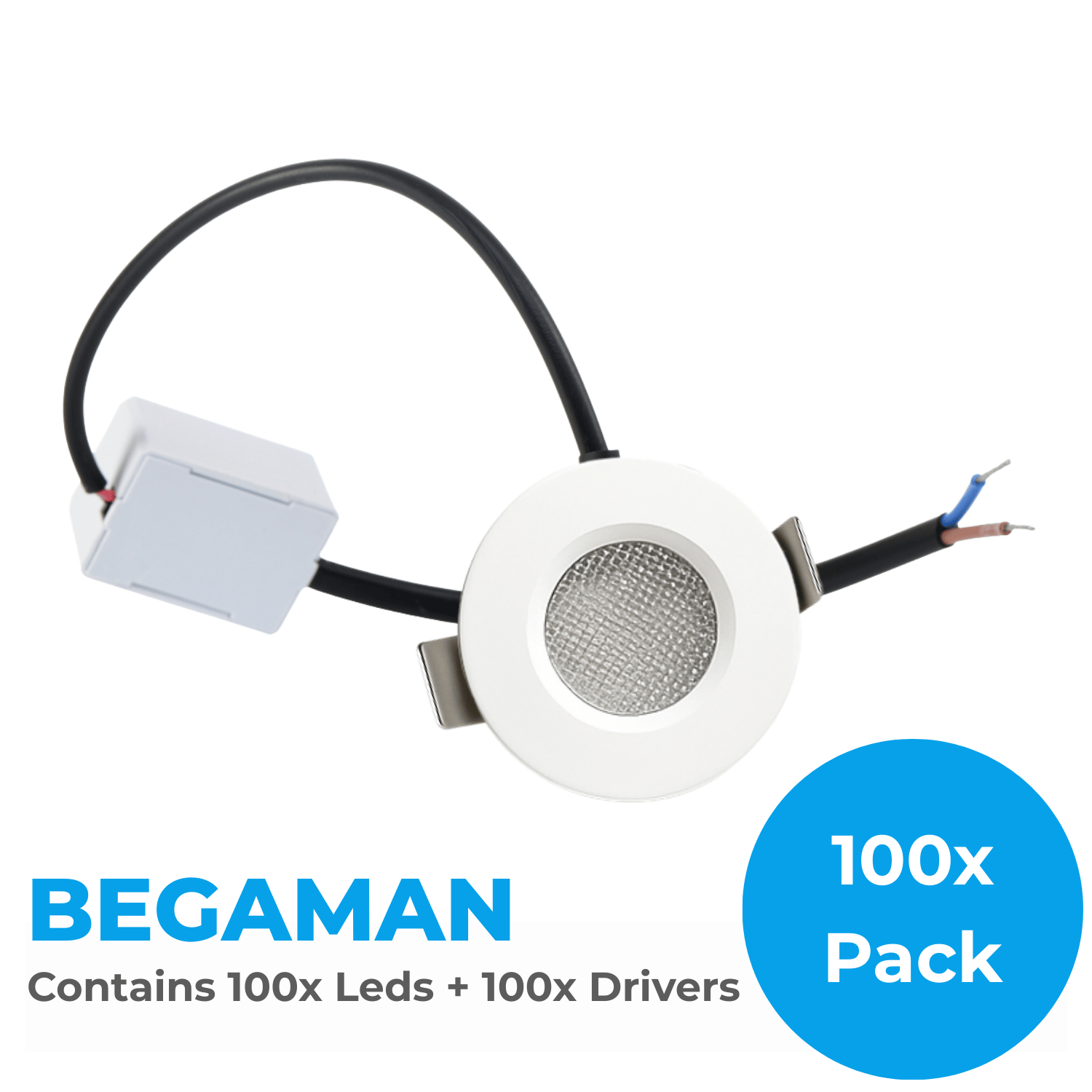 Begaman ONE Porch | White Recessed 1W Spot Kit | LED + 20cm Cable + Driver, 2700K Warm White