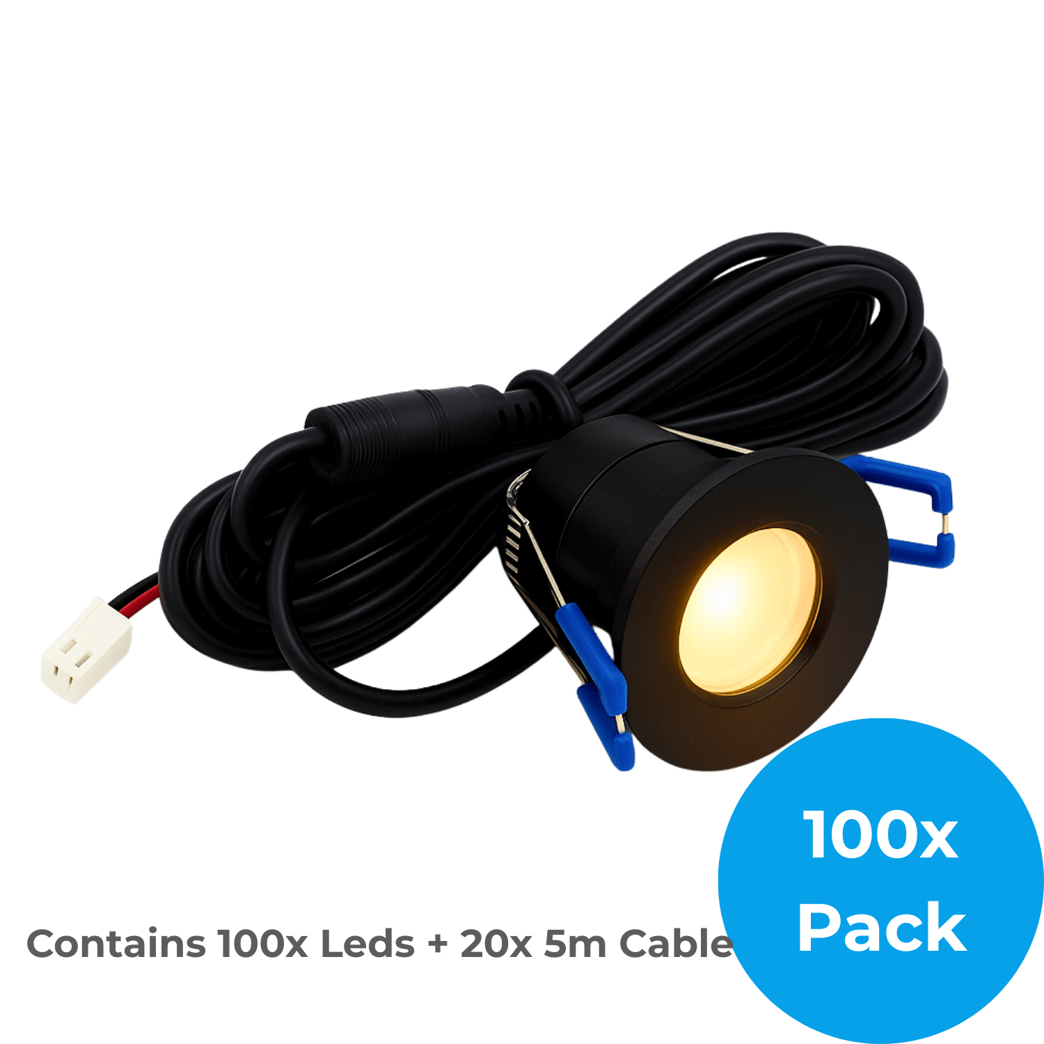 Begaman PRO Dim | Black Recessed 3W Spot Kit | LED + 5m Cable, 2700K Warm White