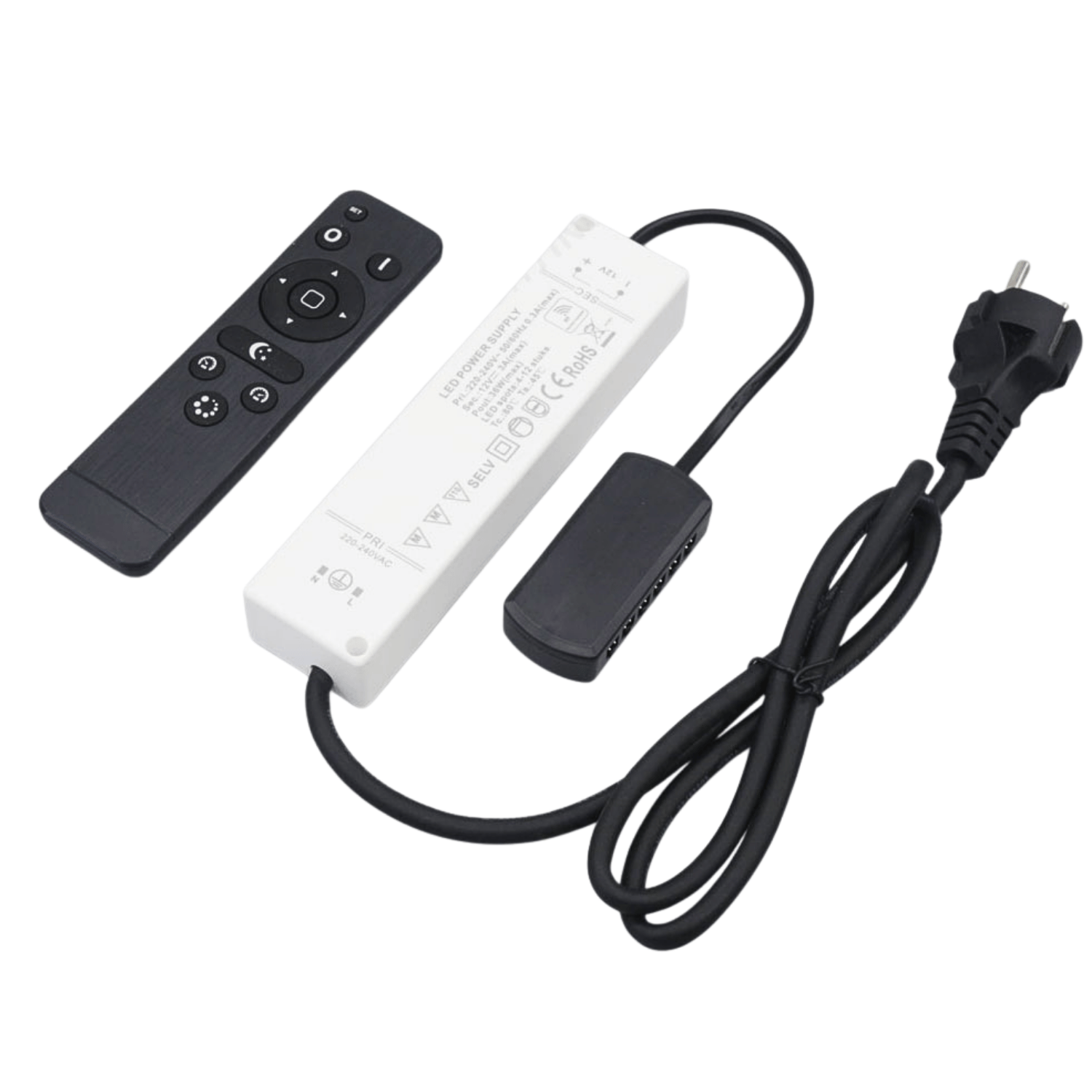 Begaman PRO Dim | Dimmable Recessed 3W Spot Kit Serie Driver Kit | 36W Driver + EU Plug + Junction Box + Controller