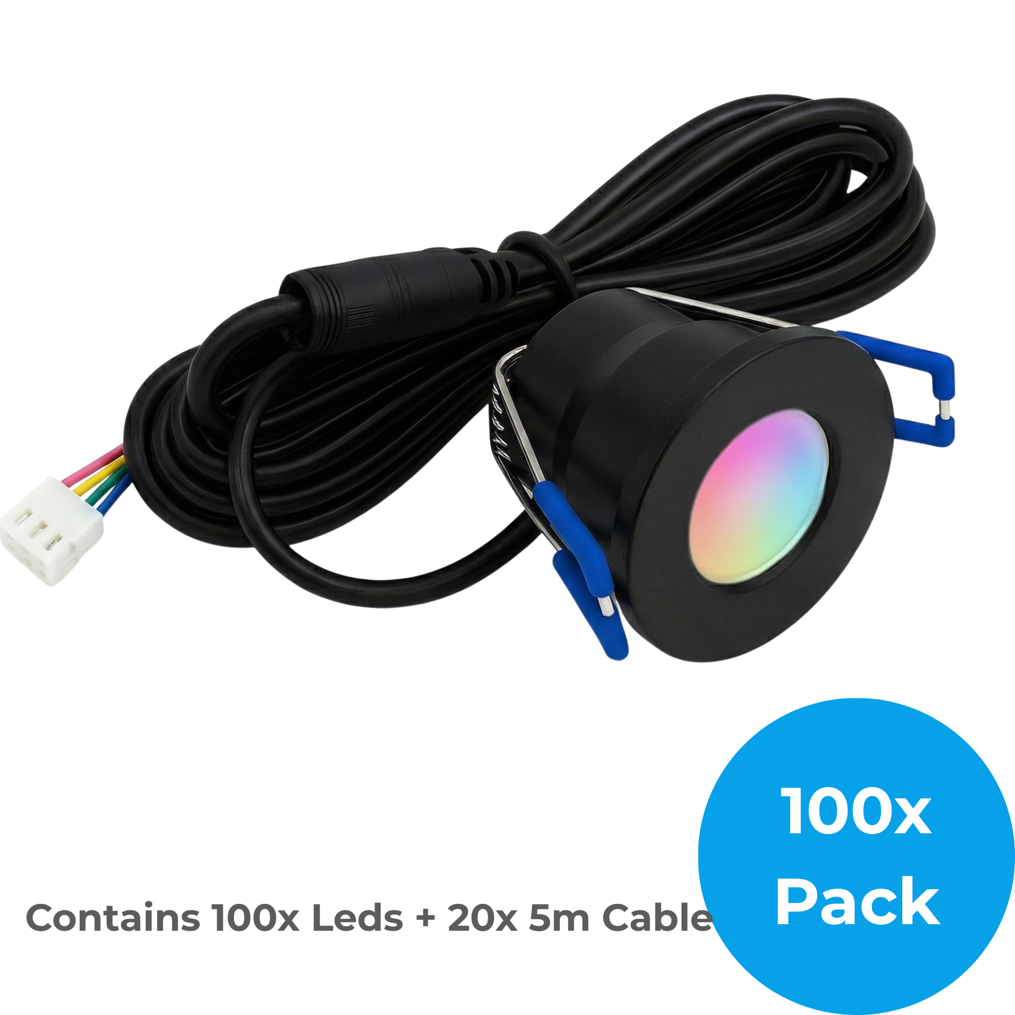 Begaman SMART Colour | Black Recessed 3W Spot Kit | LED + 5m Cable, RGB Full Colour