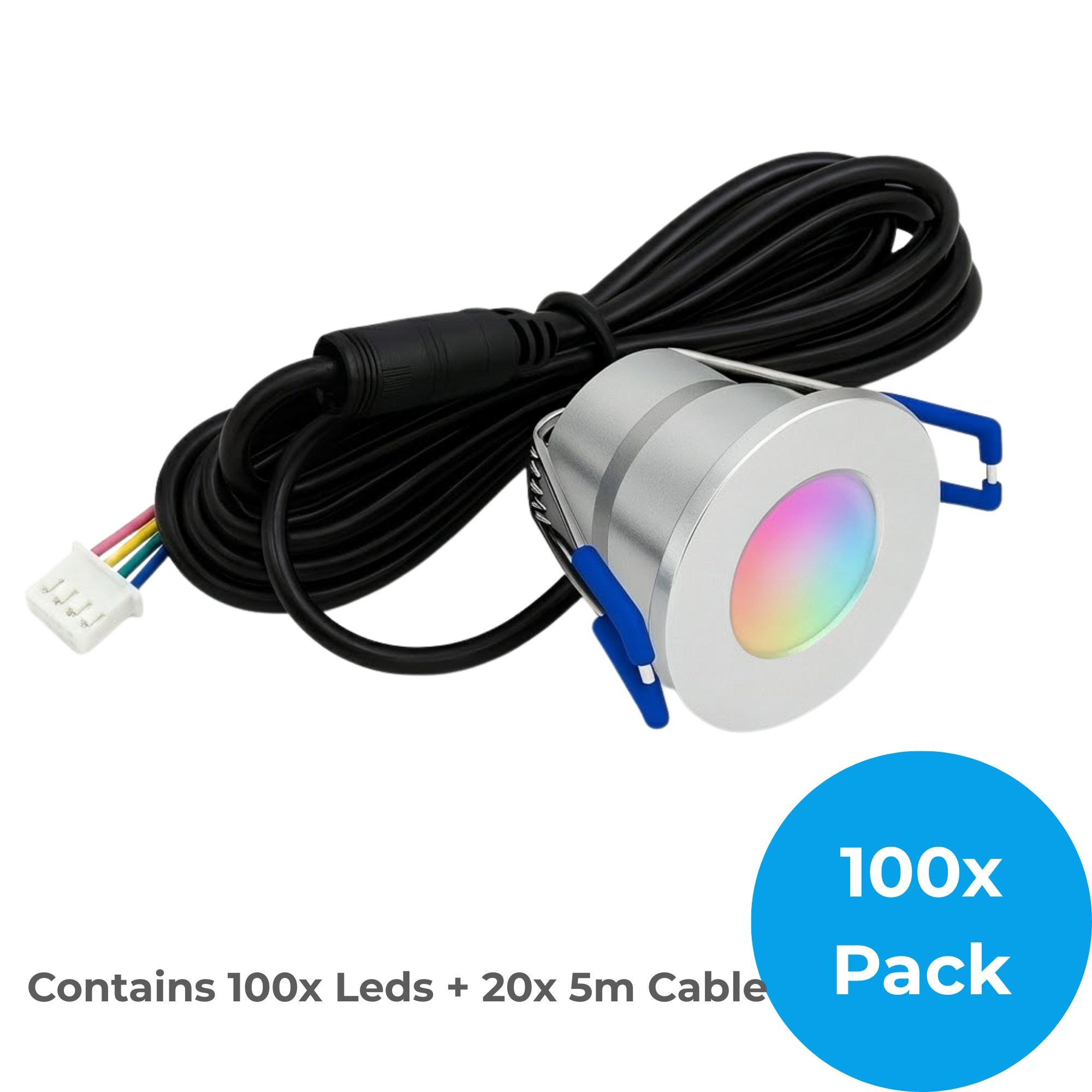 Begaman SMART Colour | Silver Recessed 3W Spot Kit | LED + 5m Cable, RGB Full Colour